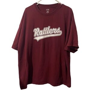 Rattlers Shirt Men 2XL Burgundy Lightweight‎ Casual Crew Neck Short Sleeve Tee